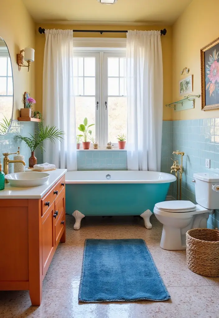25 Bathroom Rug Ideas for a Master Spa Vibe - 17. Denim Rugs