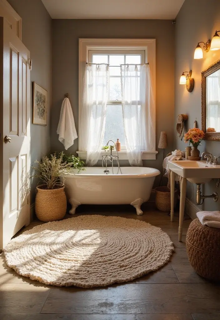 25 Bathroom Rug Ideas for a Master Spa Vibe - 20. Knitted Rugs