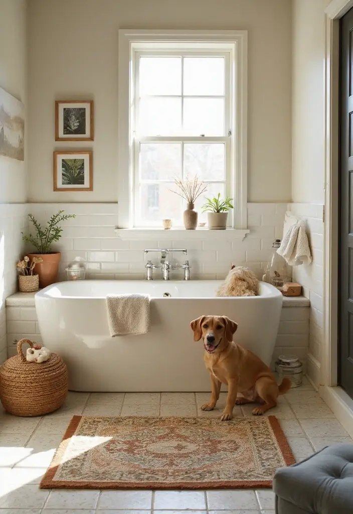 25 Bathroom Rug Ideas for a Master Spa Vibe - 23. Pet-Friendly Bathroom Rugs