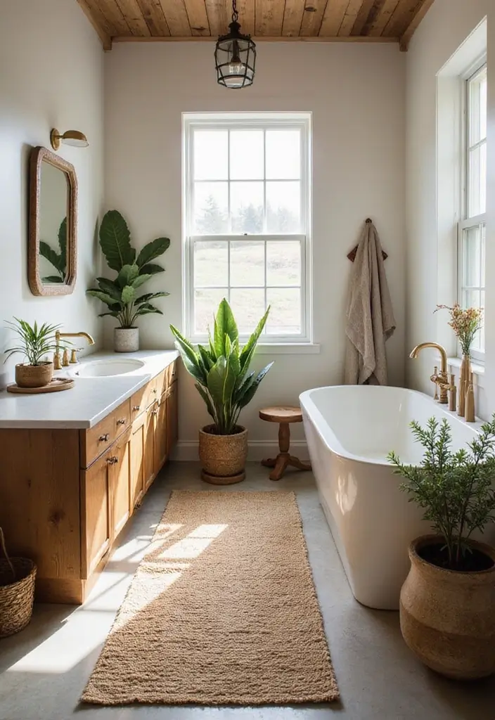 25 Bathroom Rug Ideas for a Master Spa Vibe - 3. Jute and Cotton Blend Rugs
