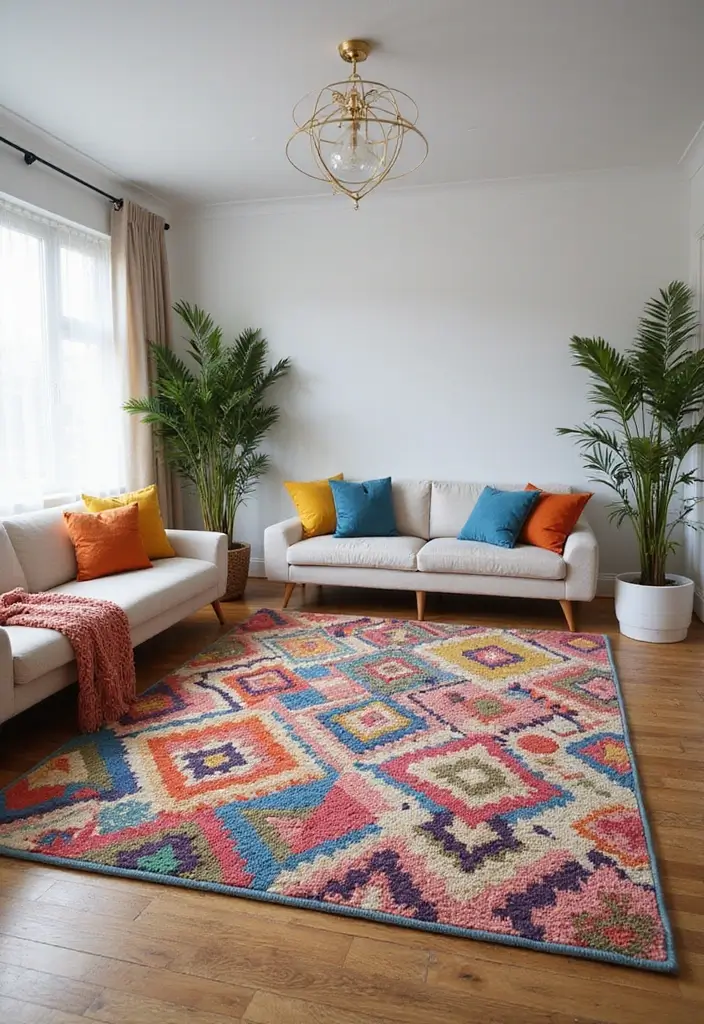 25 Coordinating Rug Ideas That Tie Rooms Together 2 25 Coordinating Rug Ideas That Tie Rooms Together - 2. Colorful Geometric Patterns
