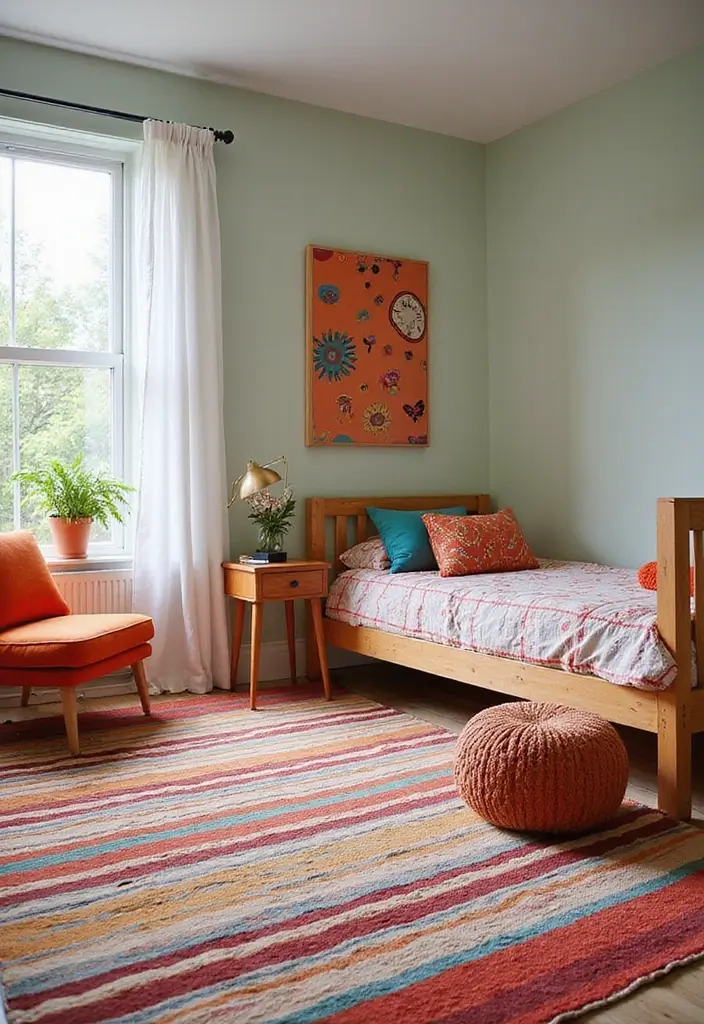 25 Cute Bedroom Carpets That Steal the Spotlight - 14. Striped Rugs