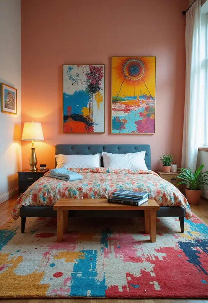 25 Cute Bedroom Carpets That Steal the Spotlight - 16. Artistic Prints