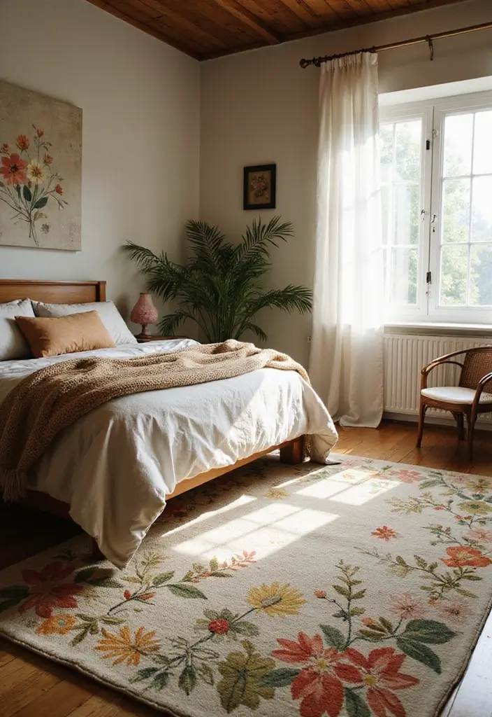 25 Cute Bedroom Carpets That Steal the Spotlight - 3. Nature-Inspired Designs