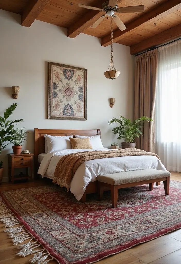 25 Cute Bedroom Carpets That Steal the Spotlight - 8. Handwoven Textiles
