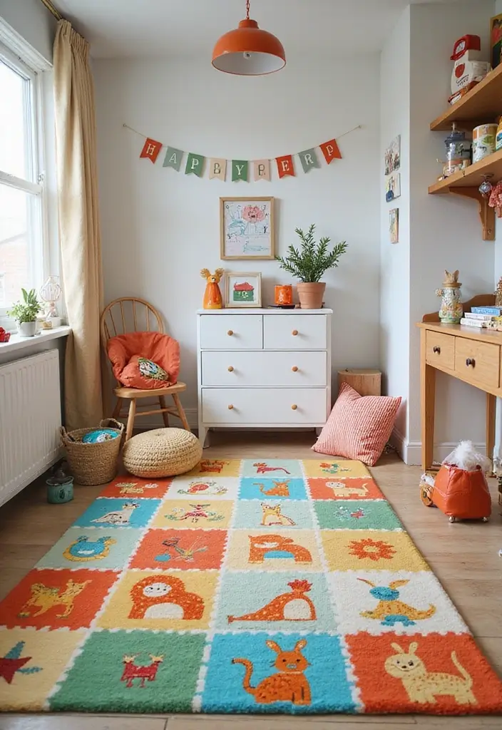 25 Cute Bedroom Carpets That Steal the Spotlight - 9. Kids’ Themed Rugs
