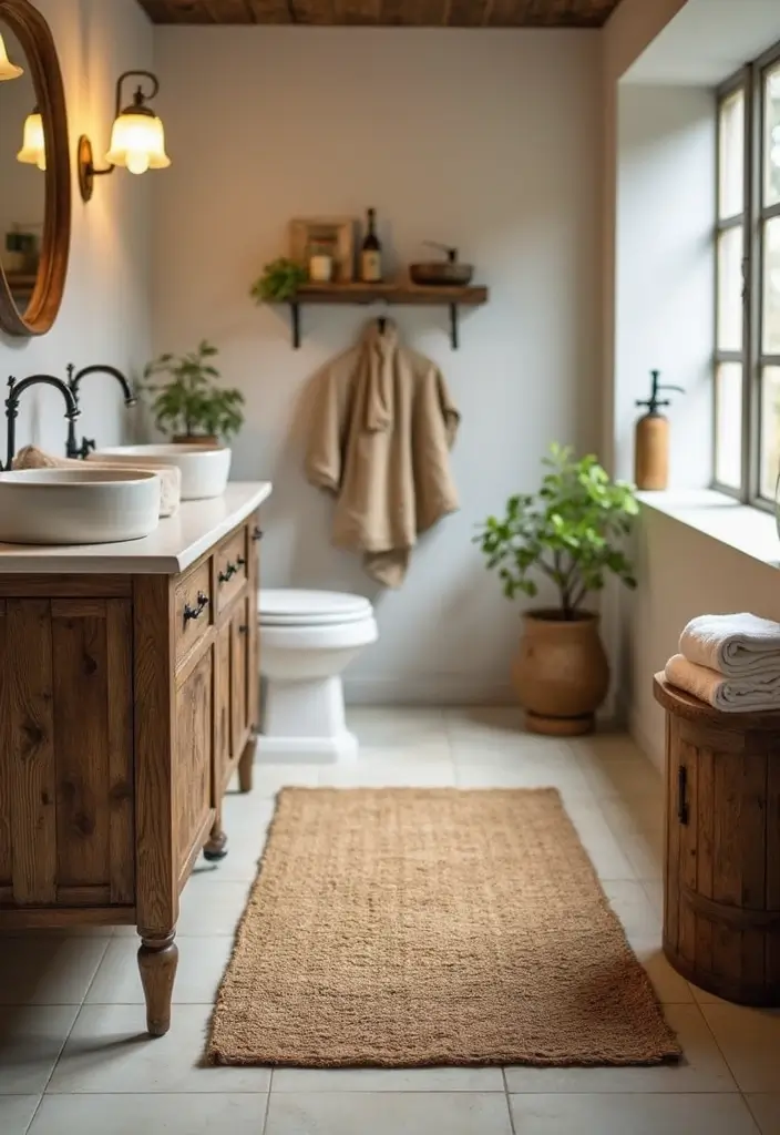25 Farmhouse Bathroom Rug Ideas for a Country Chic Look 1 25 Farmhouse Bathroom Rug Ideas for a Country Chic Look - 1. Distressed Jute Rugs