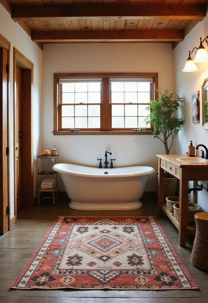 25 Farmhouse Bathroom Rug Ideas for a Country Chic Look 12 25 Farmhouse Bathroom Rug Ideas for a Country Chic Look - 12. Southwestern Influences