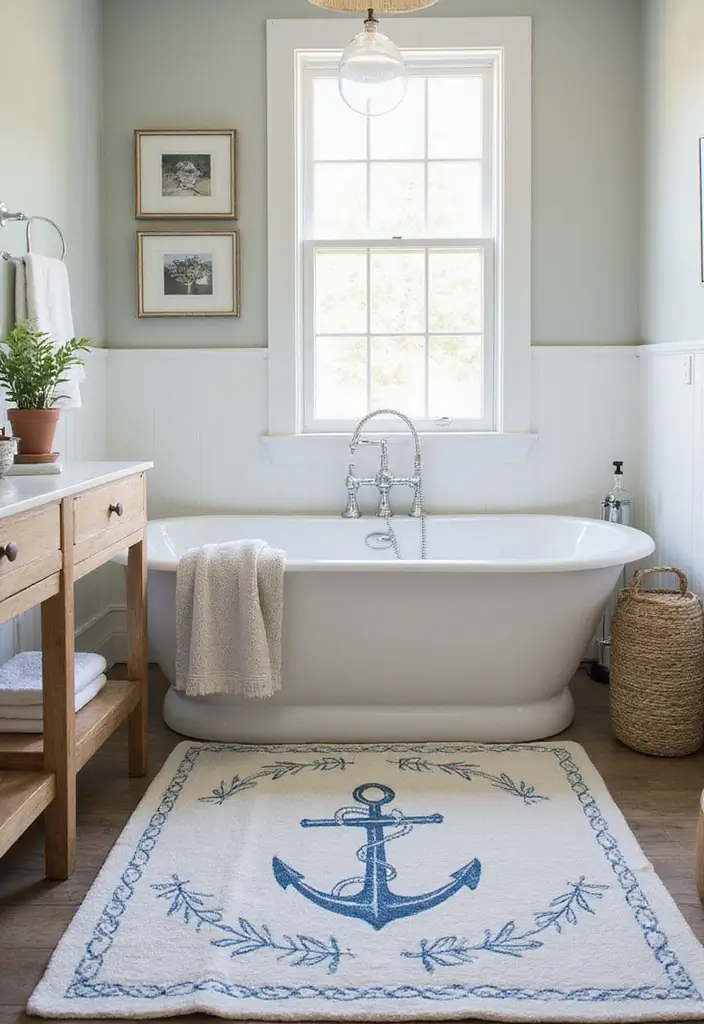 25 Farmhouse Bathroom Rug Ideas for a Country Chic Look 18 25 Farmhouse Bathroom Rug Ideas for a Country Chic Look - 18. Nautical-Themed Rugs