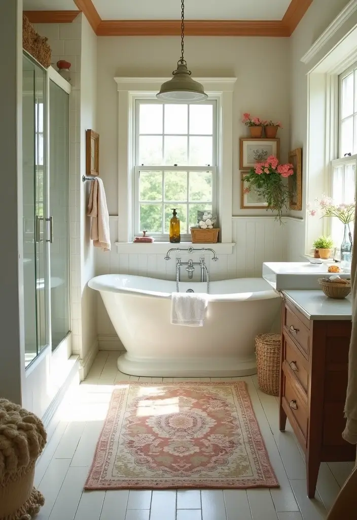 25 Farmhouse Bathroom Rug Ideas for a Country Chic Look 2 25 Farmhouse Bathroom Rug Ideas for a Country Chic Look - 2. Vintage Floral Patterns