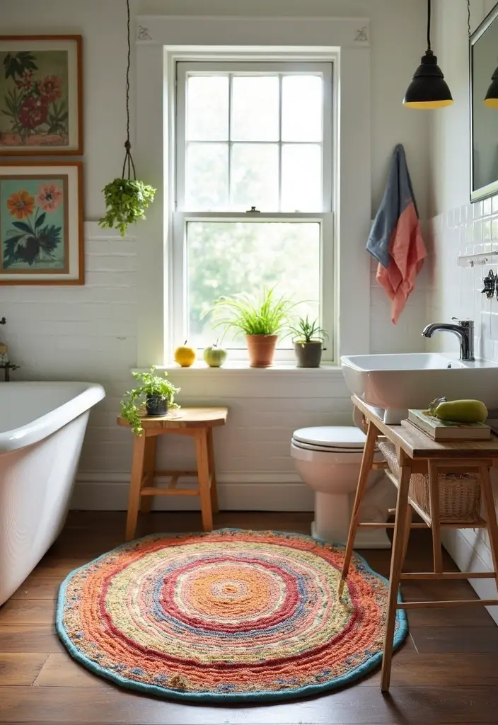 25 Farmhouse Bathroom Rug Ideas for a Country Chic Look 21 25 Farmhouse Bathroom Rug Ideas for a Country Chic Look - 21. Colorful Woven Rugs