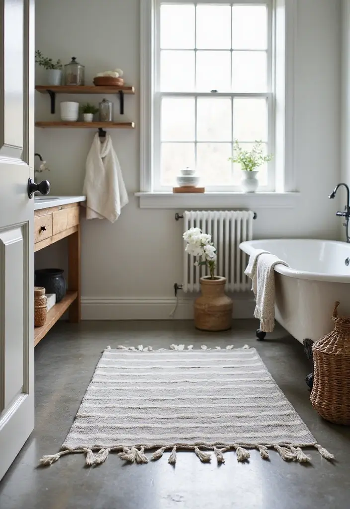 25 Farmhouse Bathroom Rug Ideas for a Country Chic Look 4 25 Farmhouse Bathroom Rug Ideas for a Country Chic Look - 4. Striped Cotton Rugs