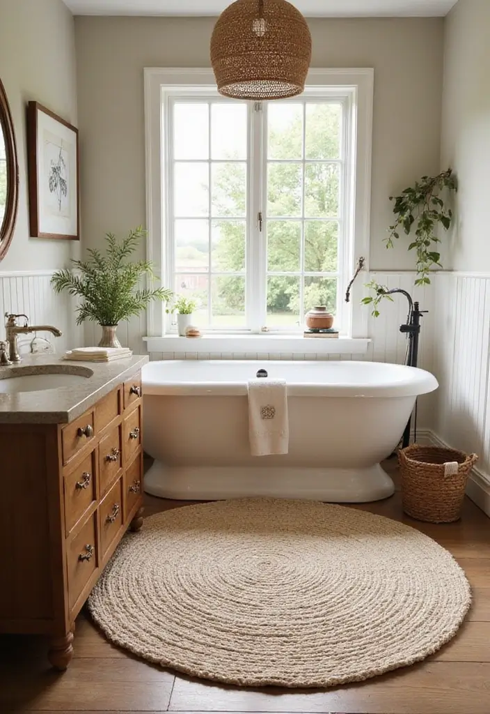 25 Farmhouse Bathroom Rug Ideas for a Country Chic Look 8 25 Farmhouse Bathroom Rug Ideas for a Country Chic Look - 8. Braided Rugs