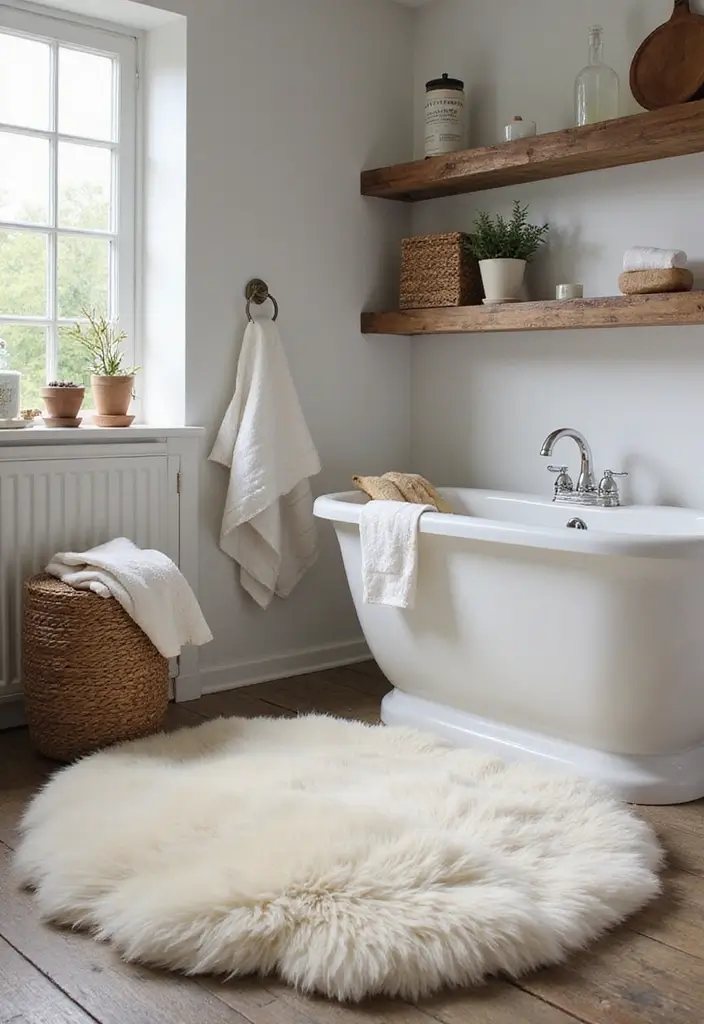 25 Farmhouse Bathroom Rug Ideas for a Country Chic Look 9 25 Farmhouse Bathroom Rug Ideas for a Country Chic Look - 9. Faux Sheepskin Rugs