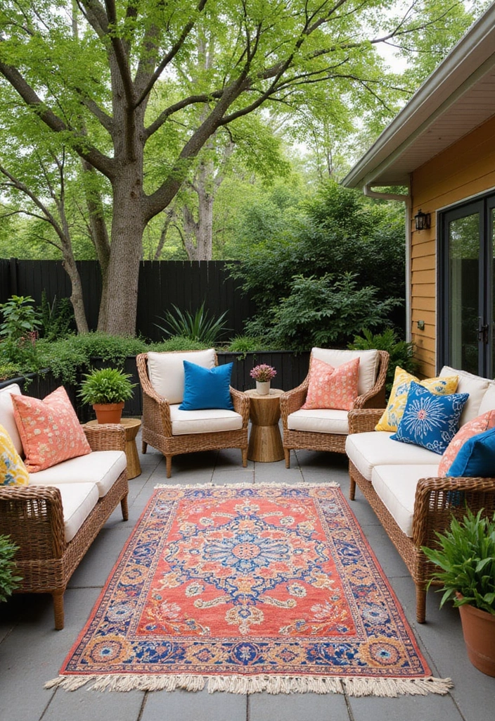 25 Gorgeous Rug Ideas for Every Home Style 12 25 Gorgeous Rug Ideas for Every Home Style - 12. Stylish Outdoor Rugs