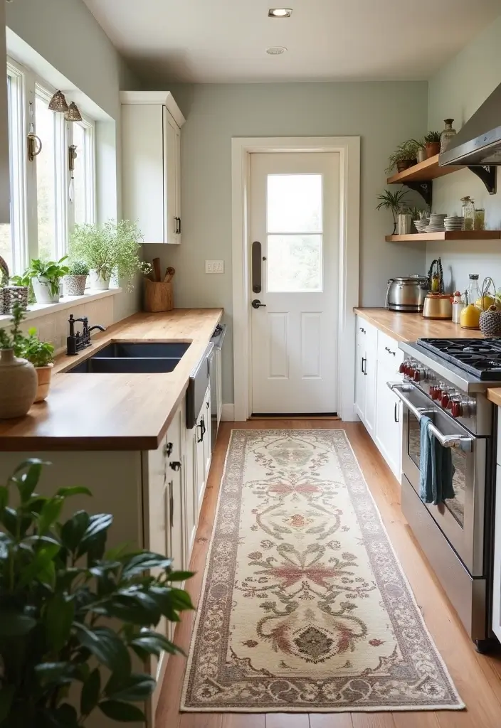 25 Kitchen Rug Ideas That Make Cooking More Fun - 15. Farm-to-Table Prints