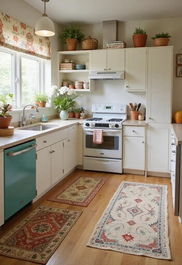 25 Kitchen Rug Ideas That Make Cooking More Fun - 17. Retro Patterns