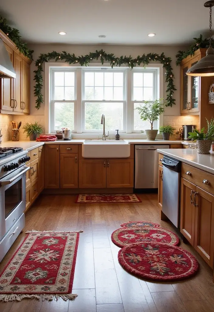 25 Kitchen Rug Ideas That Make Cooking More Fun - 20. Festive Holiday Rugs