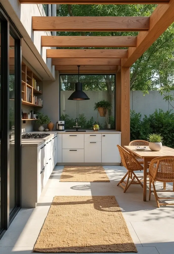 25 Kitchen Rug Ideas That Make Cooking More Fun - 22. Outdoor-Friendly Rugs