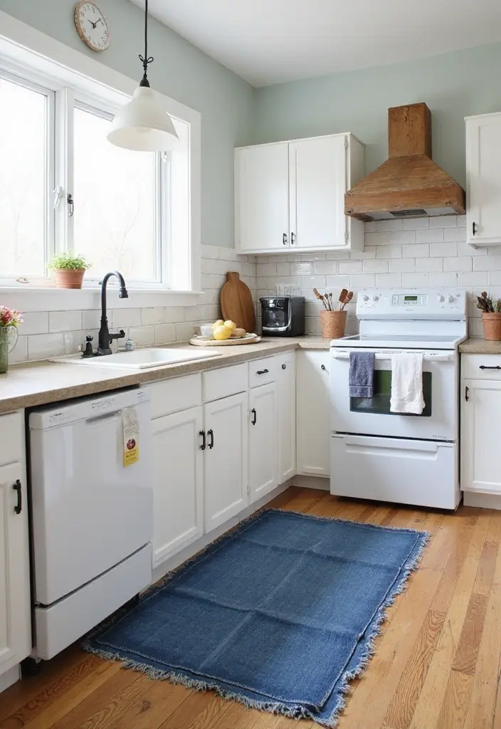 25 Kitchen Rug Ideas That Make Cooking More Fun - 23. Upcycled Denim Rugs