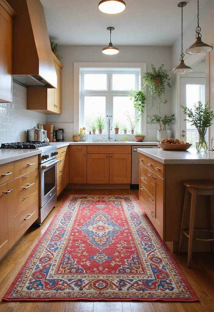 25 Kitchen Rug Ideas That Make Cooking More Fun - 3. Colorful Area Rugs