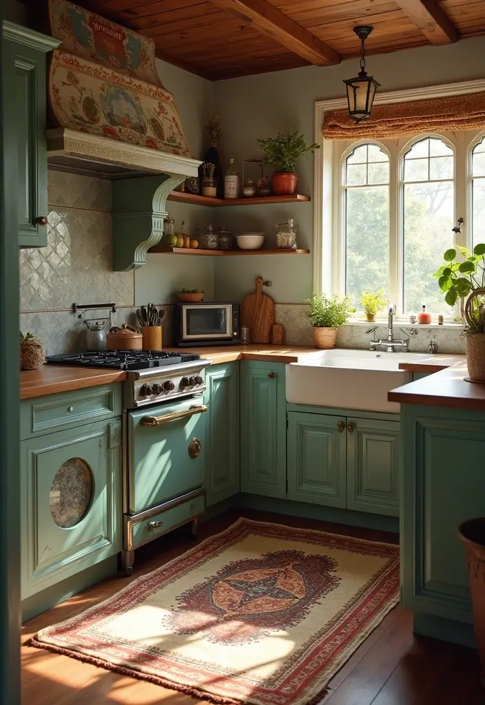 25 Kitchen Rug Ideas That Make Cooking More Fun - 5. Vintage-Inspired Mats