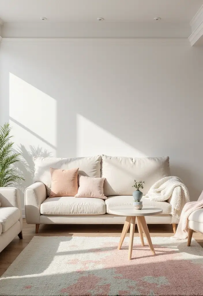 25 Living Room Rug Ideas for a Fresh Makeover 15 25 Living Room Rug Ideas for a Fresh Makeover - 15. Soft Pastels for a Serene Space