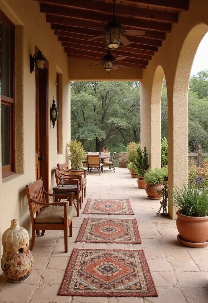 25 Outdoor Porch Rug Ideas to Refresh Your Home 15 25 Outdoor Porch Rug Ideas to Refresh Your Home - 15. Southwestern Styles