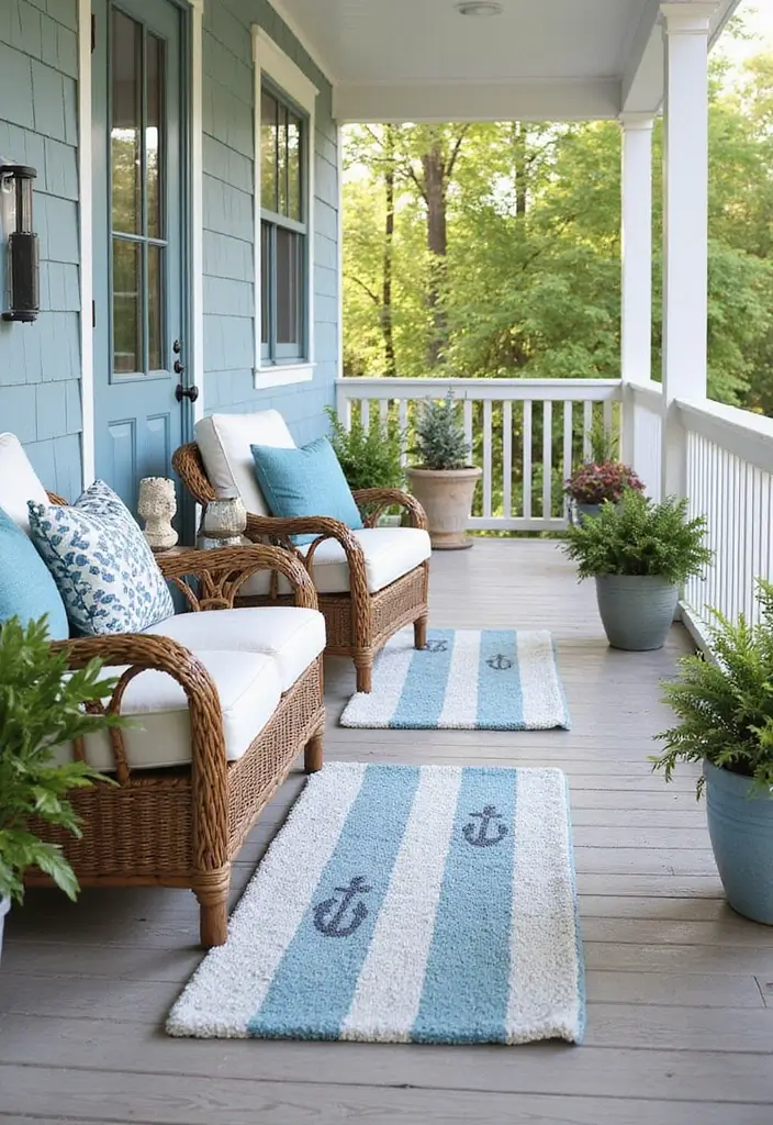 25 Outdoor Porch Rug Ideas to Refresh Your Home 18 25 Outdoor Porch Rug Ideas to Refresh Your Home - 18. Nautical Themes