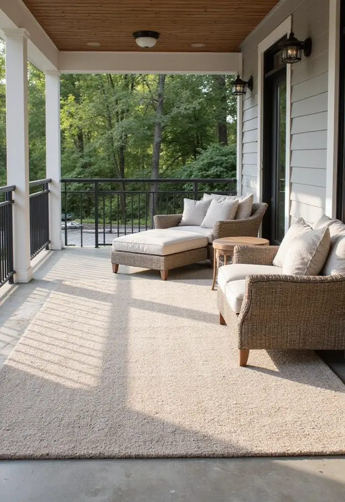 25 Outdoor Porch Rug Ideas to Refresh Your Home 22 25 Outdoor Porch Rug Ideas to Refresh Your Home - 22. Simple Solid Colors