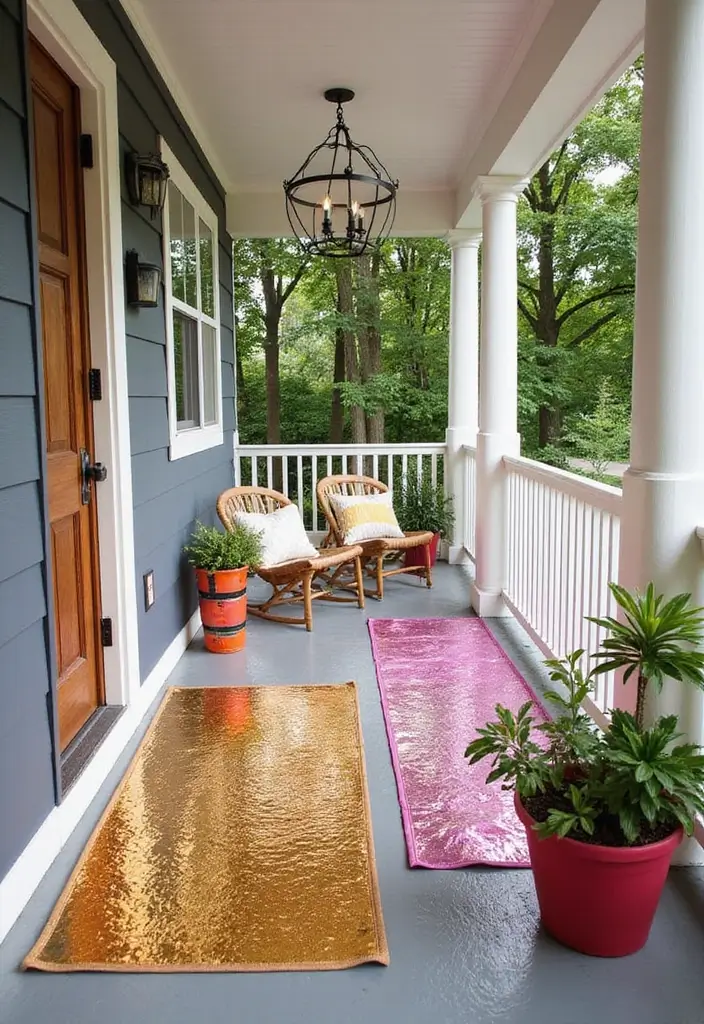 25 Outdoor Porch Rug Ideas to Refresh Your Home 23 25 Outdoor Porch Rug Ideas to Refresh Your Home - 23. Reflective Materials