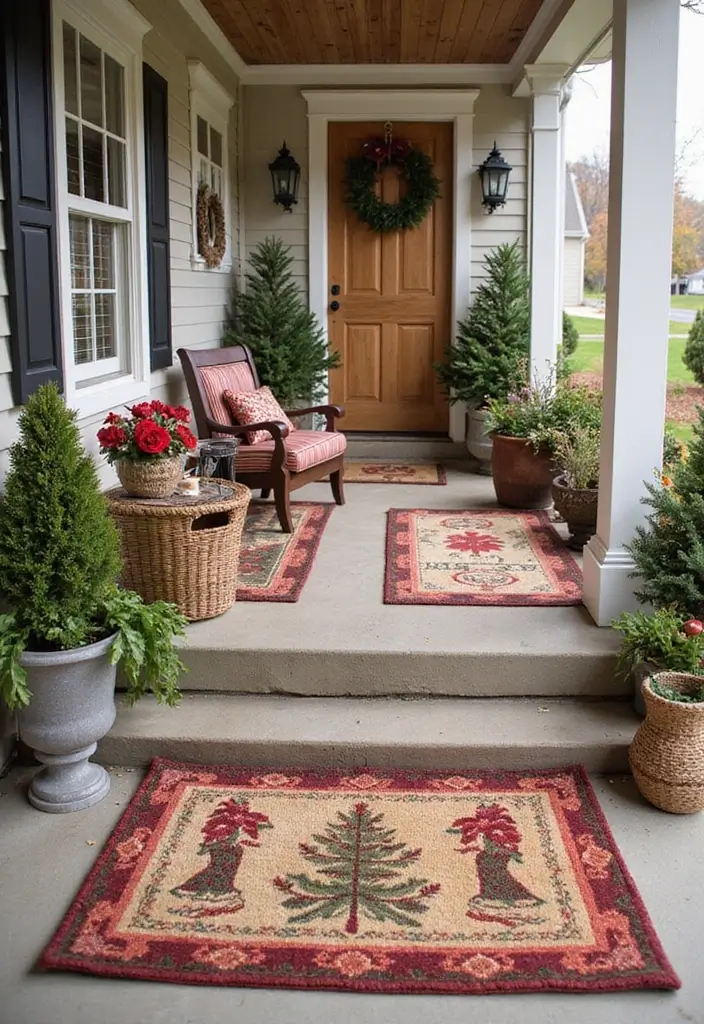 25 Outdoor Porch Rug Ideas to Refresh Your Home 25 25 Outdoor Porch Rug Ideas to Refresh Your Home - 25. Seasonal Rugs