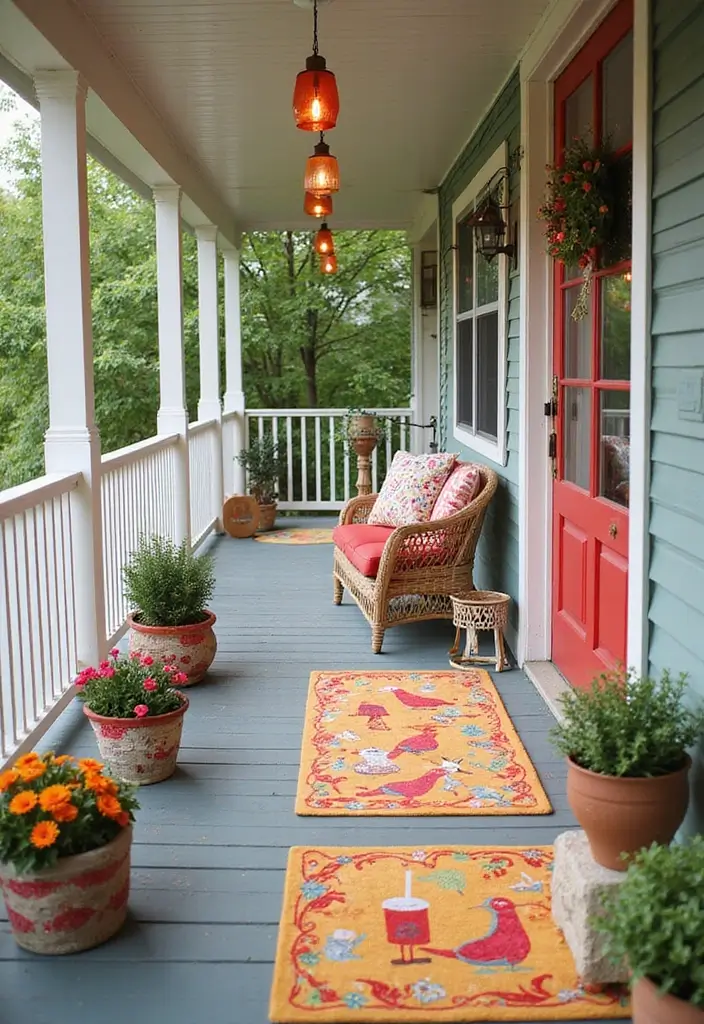 25 Outdoor Porch Rug Ideas to Refresh Your Home 6 25 Outdoor Porch Rug Ideas to Refresh Your Home - 6. Colorful Outdoor Mats
