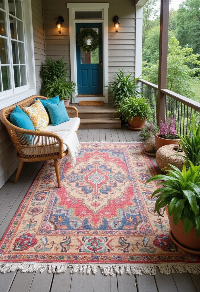 25 Outdoor Porch Rug Ideas to Refresh Your Home 9 25 Outdoor Porch Rug Ideas to Refresh Your Home - 9. Outdoor Rugs with Fringe