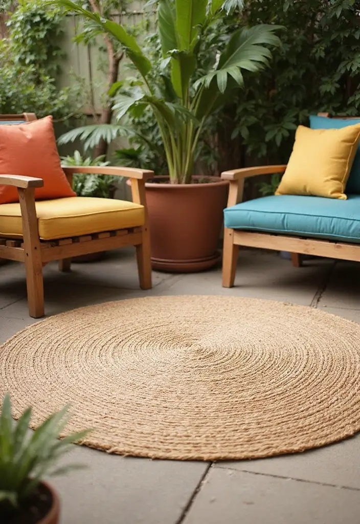 25 Outdoor Rug Ideas for a Stylish Patio or Deck - 1. Natural Fiber Magic
