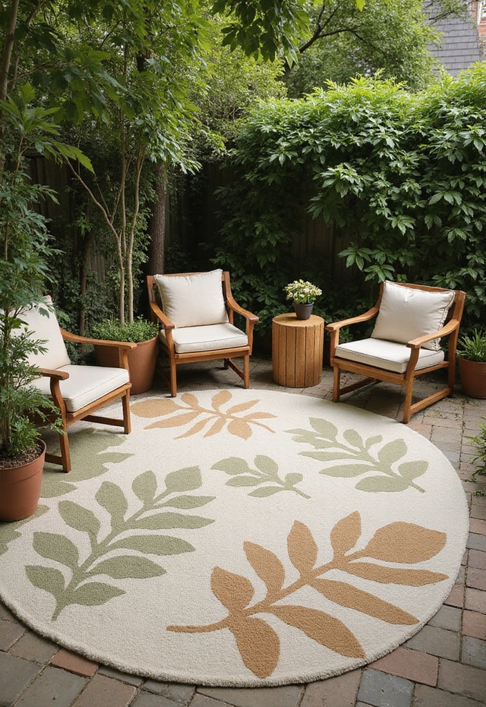 25 Outdoor Rug Ideas for a Stylish Patio or Deck - 17. Outdoor Rugs Inspired by Nature