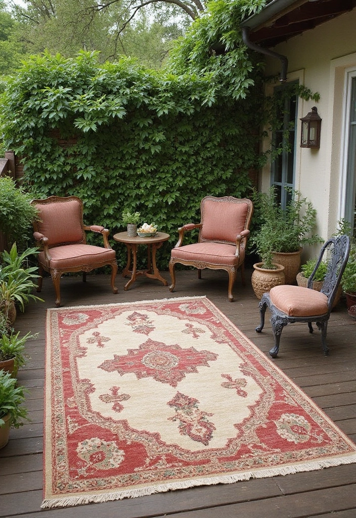 25 Outdoor Rug Ideas for a Stylish Patio or Deck - 3. Vintage Charm