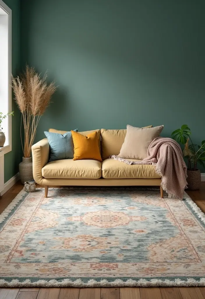 25 Rugs That Go Perfectly With Evergreen Fog Walls - 14. Layering Techniques