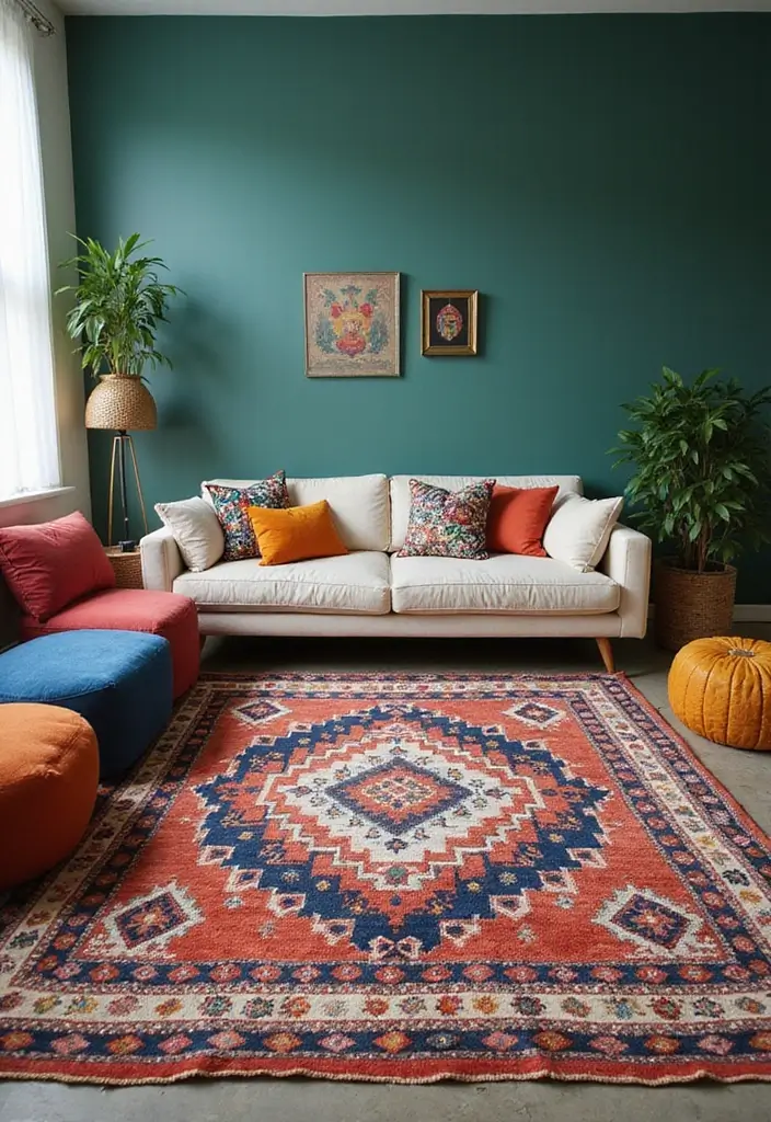 25 Rugs That Go Perfectly With Evergreen Fog Walls - 5. Bohemian Style