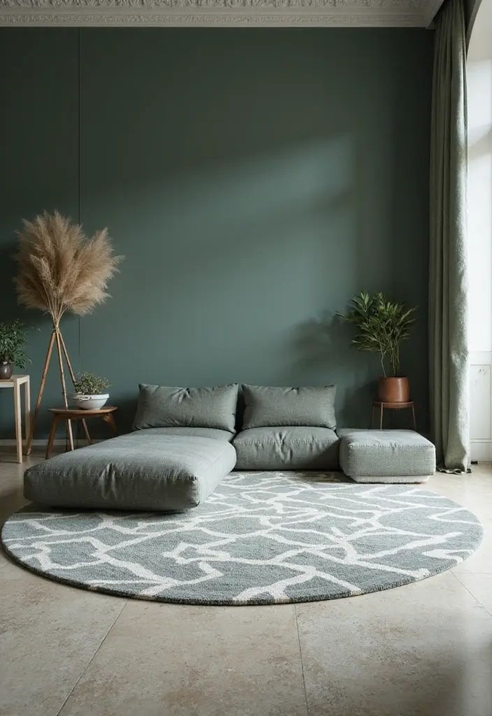 25 Rugs That Go Perfectly With Evergreen Fog Walls - 6. Modern Geometric