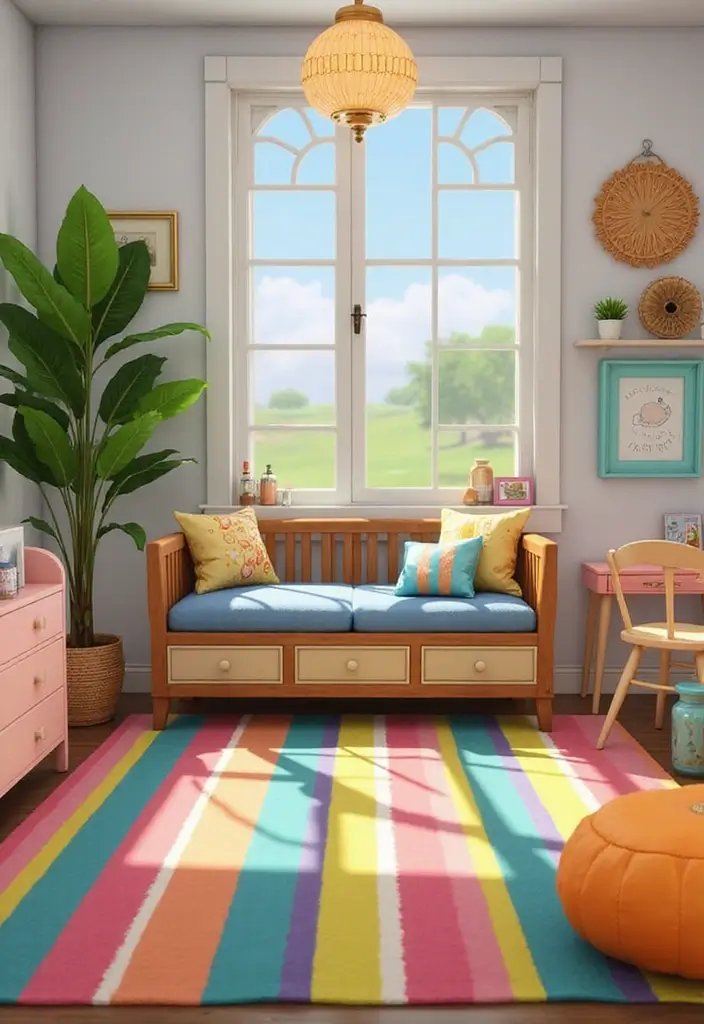 26 Sims 4 Rugs CC You Need in Your Game - 12. Striped Bohemian Rug