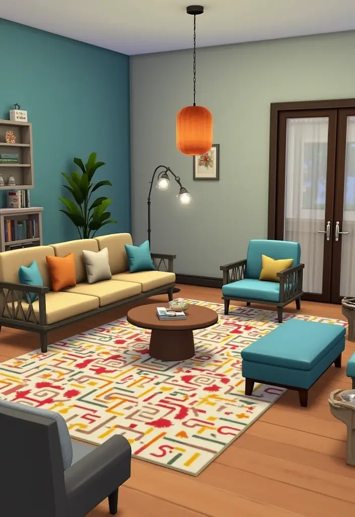 26 Sims 4 Rugs CC You Need in Your Game - 14. Artistic Geometric Rug