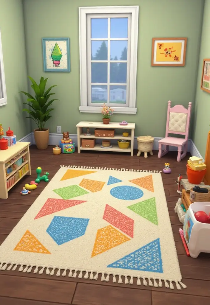 26 Sims 4 Rugs CC You Need in Your Game - 24. Geometric Tasseled Rug