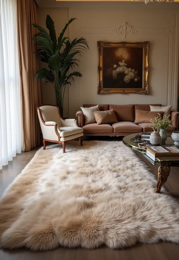 27 Area Rugs That Completely Upgrade Your Living Room - 24. Faux Fur Luxury