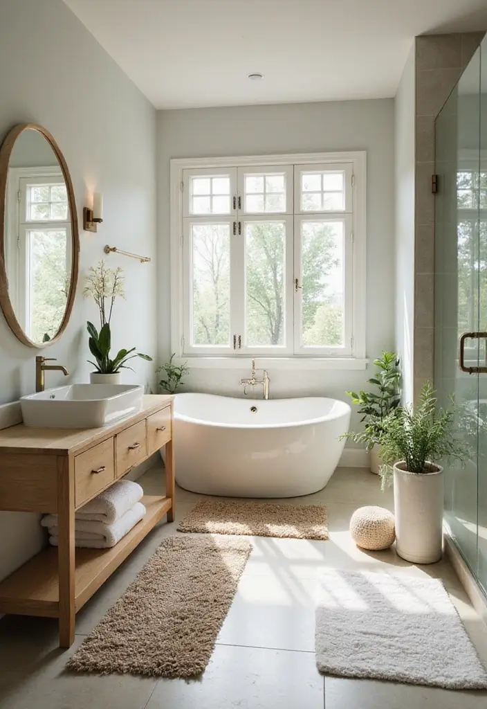 27 Bathroom Rug Ideas That Feel Luxurious and Fresh 16 27 Bathroom Rug Ideas That Feel Luxurious and Fresh - 16. Spa-Inspired Textured Rugs