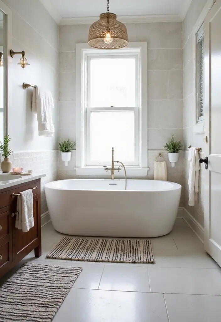 27 Bathroom Rug Ideas That Feel Luxurious and Fresh 17 27 Bathroom Rug Ideas That Feel Luxurious and Fresh - 17. Striped Bath Mats