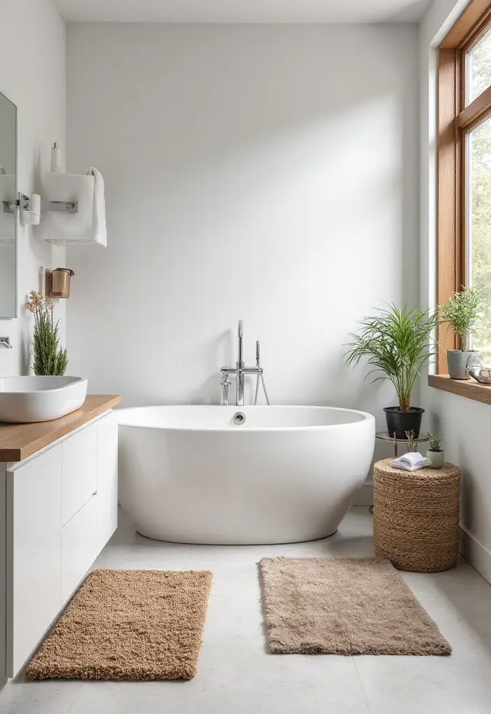 27 Bathroom Rug Ideas That Feel Luxurious and Fresh 22 27 Bathroom Rug Ideas That Feel Luxurious and Fresh - 22. Simple Solid Color Rugs