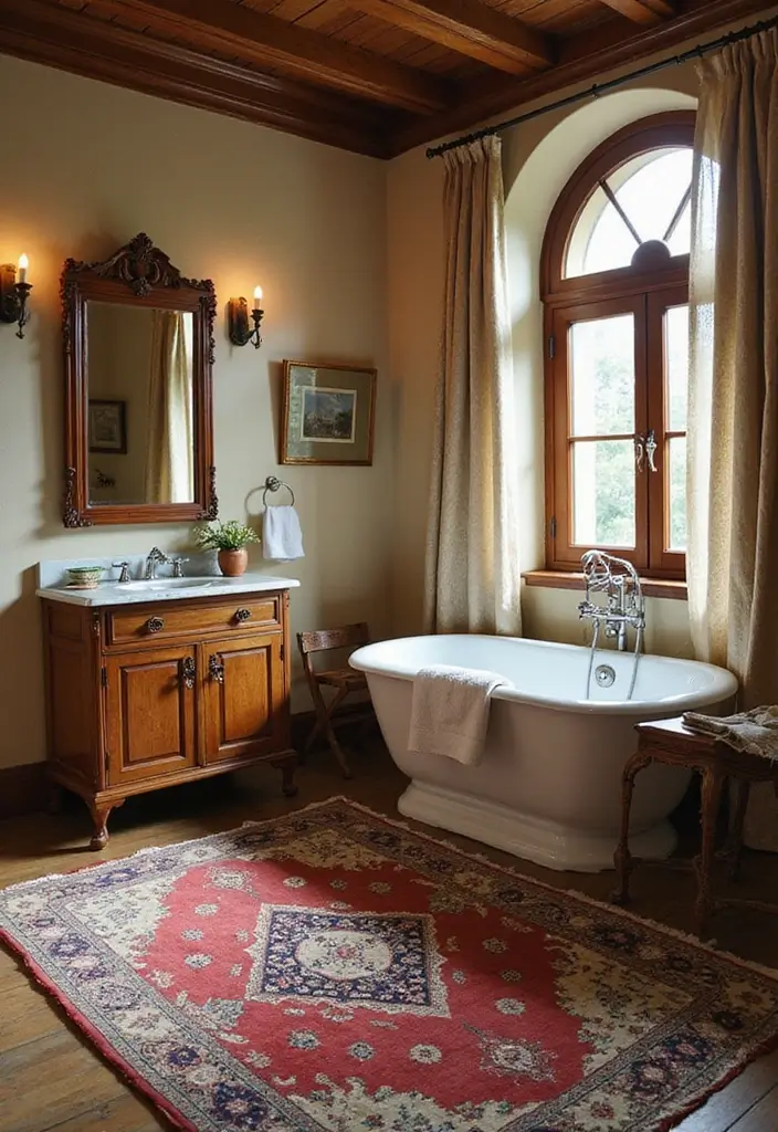 27 Bathroom Rug Ideas That Feel Luxurious and Fresh 5 27 Bathroom Rug Ideas That Feel Luxurious and Fresh - 5. Vintage Style Persian Rugs