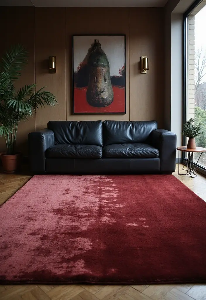 27 Chic Rugs That Match a Black Leather Couch 27 27 Chic Rugs That Match a Black Leather Couch - 27. Luxe Velvet Rugs