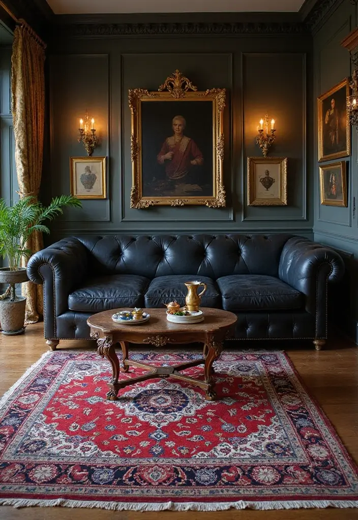 27 Chic Rugs That Match a Black Leather Couch 4 27 Chic Rugs That Match a Black Leather Couch - 4. Vibrant Persian Patterns